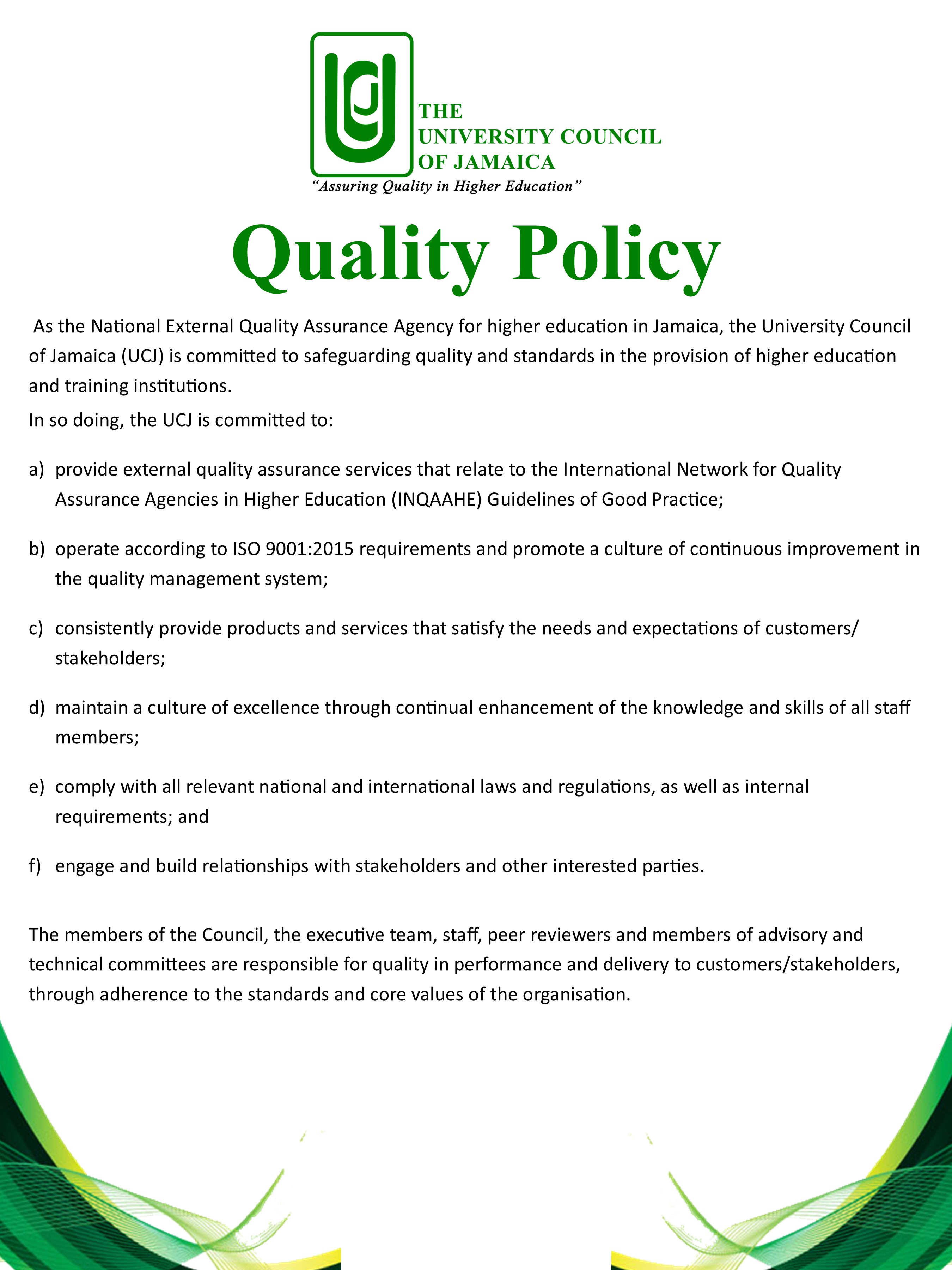 UCJ Quality Policy